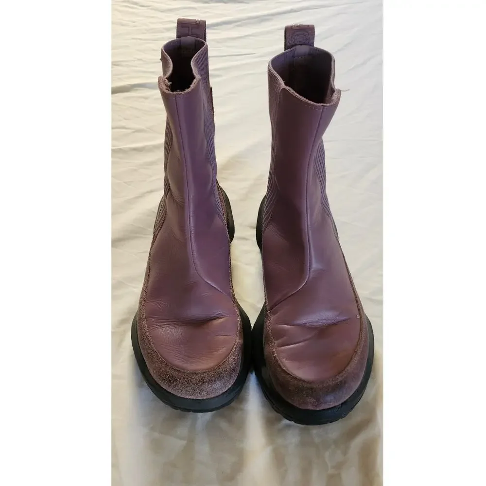 The North Face Halseigh Knit Women's Size 9 Mauve Purple Leather Chelsea Boots